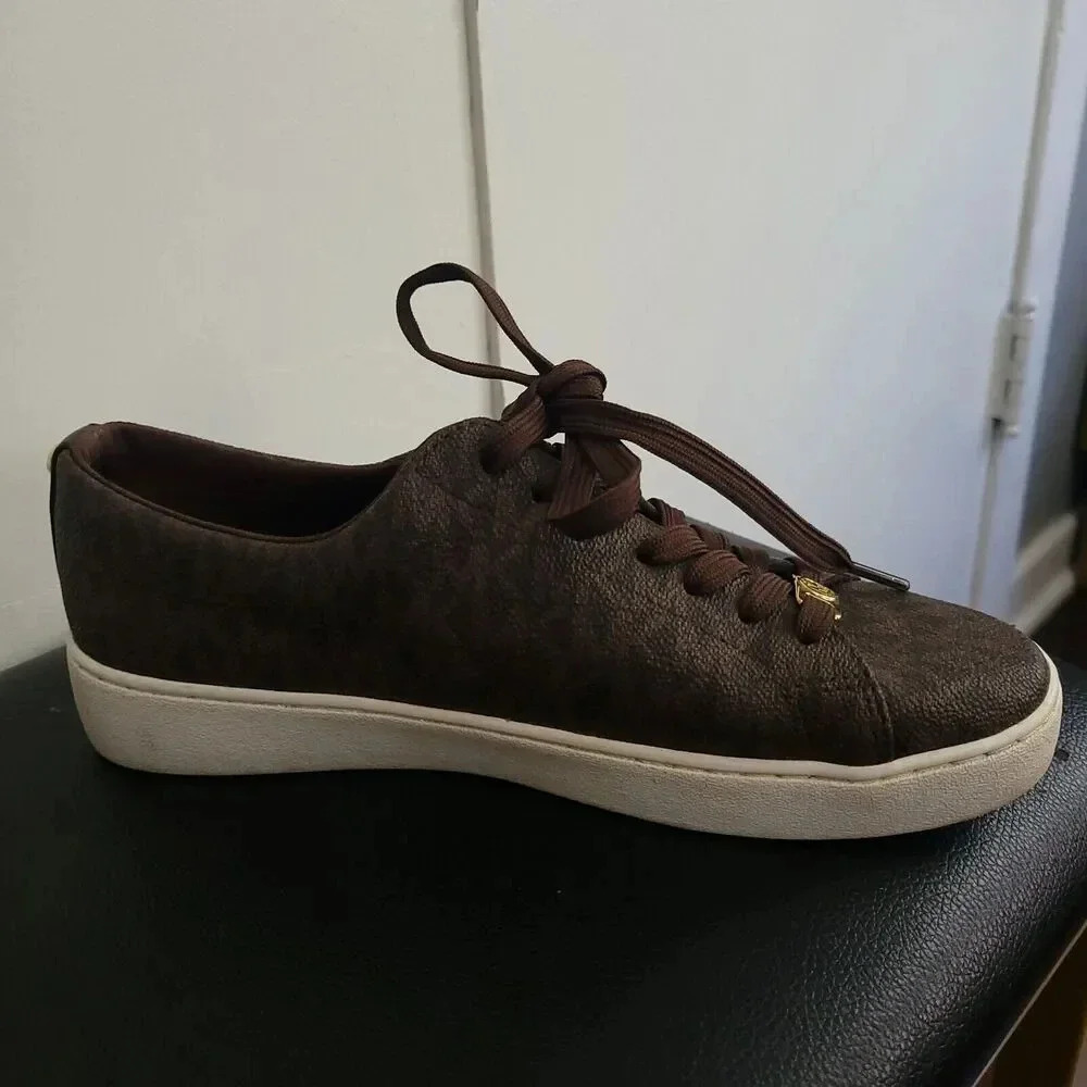 Michael Kors Keaton Lace-Up Brown Sneakers Shoe Size 7.5 - Picture 2 of 10